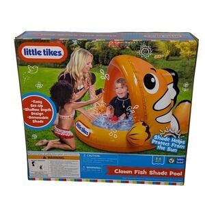 Little Tikes Clown Fish Shade Pool, Inflatable Kiddie Pool‎ for Toddlers NEW